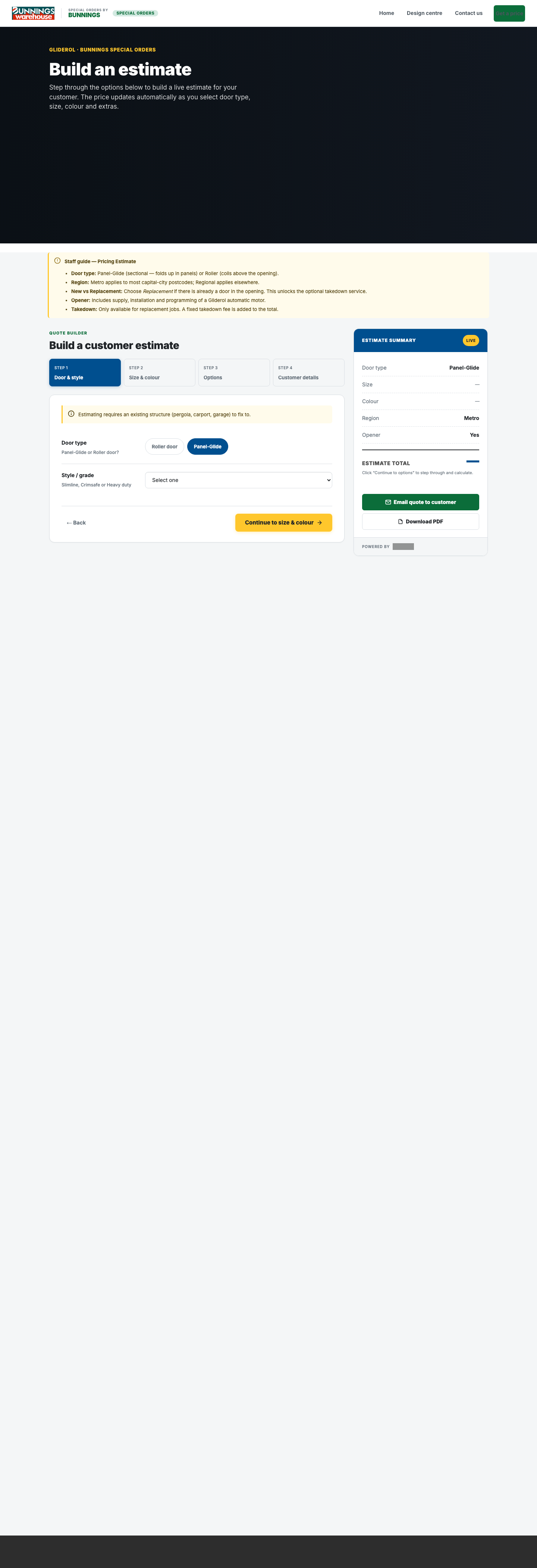 Refreshed quote builder — 4-step guided wizard with live-updating estimate sidebar